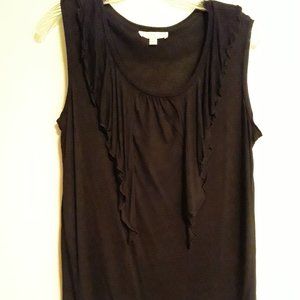 🧨3/$15 Kenar Sleeveless Top w/ruffle detail, Black, Sz L